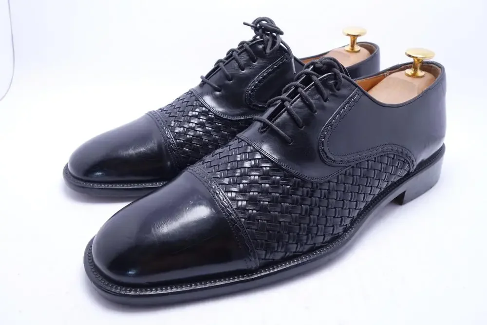 Mezlan San Juan Shoes Mens Size 10 M Black Woven Leather Cap Toe Oxford Dress